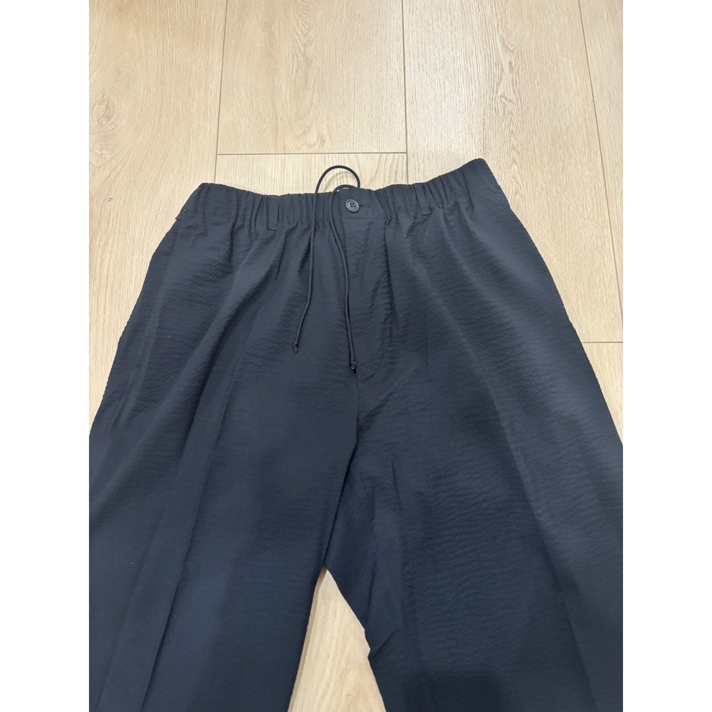 Smock Super 120s Wool Seersucker Wide Leg Drawstring Pants Mens Medium Black - Picture 3 of 4